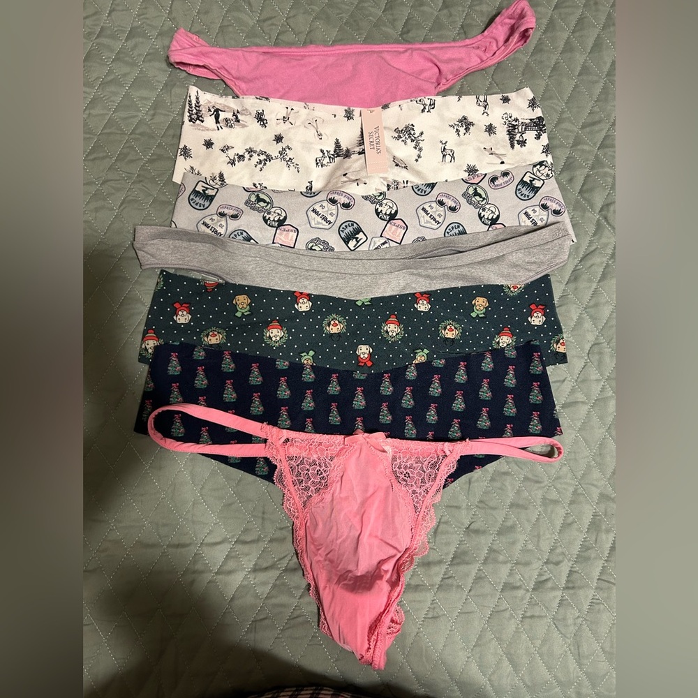 Victoria's Secret Festive Panty Collection - Pink, Gray, Navy